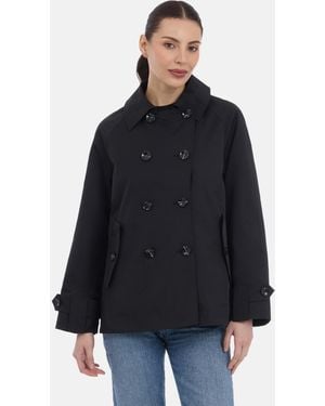 BCBGMAXAZRIA Short Double Breasted Trench Coat - Blue