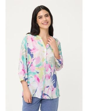 Olsen Floral Tunic Shirt - White