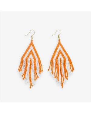 INK+ALLOY Haley Game Day Beaded Fringe Earrings - Orange