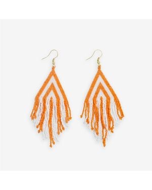 INK+ALLOY Haley Game Day Beaded Fringe Earrings - Orange