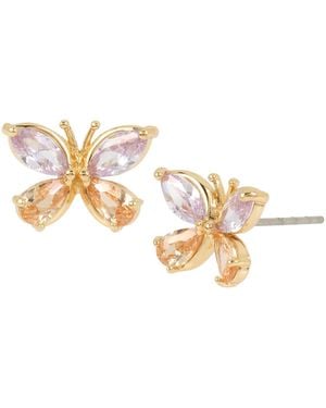 Betsey Johnson Cubic Zirconia Butterfly Stud Earrings - Metallic