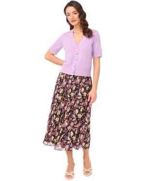 Cece Sunburst Pleat Detail Midi Skirt - Pink