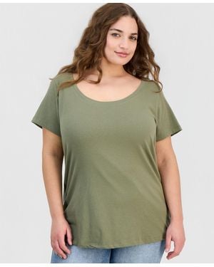 Aveto Trendy Plus Size Scoop-neck T-shirt - Green