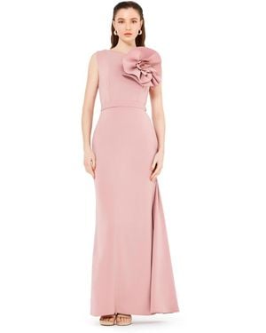 Amiri Floral Applique Crepe Column Gown - Pink