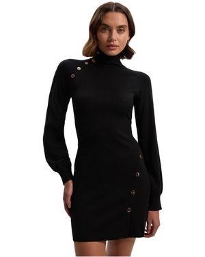 Karen Millen Viscose Blend Popper Knit Mini Dress - Black