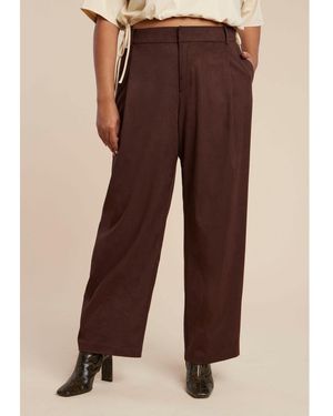 Eloquii Plus Size Faux Suede Wide Leg Pant - Brown