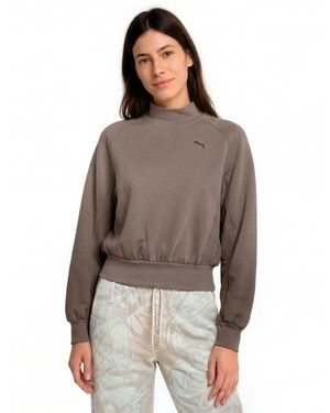 PUMA Relaxed Mock Neck Long-sleeve Top - Brown