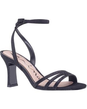 Nina Alfreda Silver Metallic Mid Heel Square Toe Sandals - Blue