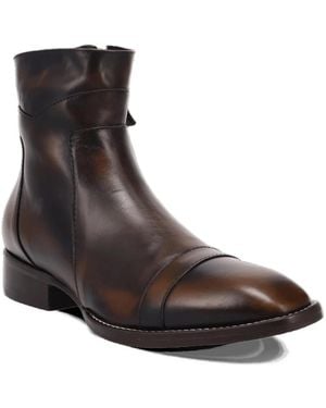 Dingo Lennox Leather Almond Toe Cushion Comfort Insole Boots - Brown