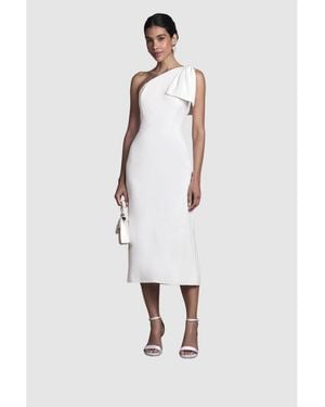 Coast Bow One Shoulder Midi Wedding Dress - White
