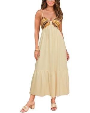 CUPSHE Formal Invitation Chevron Maxi Beach Dress - Natural