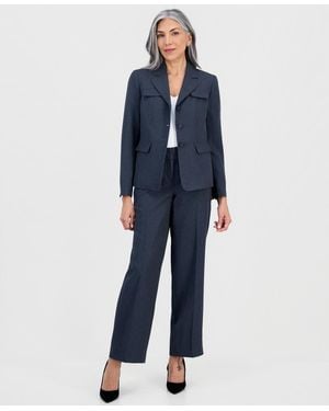 Le Suit Notch-lapel Button-front 2 Piece Pantsuit - Blue
