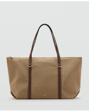 Mango Double Handle Shopper Bag - Brown