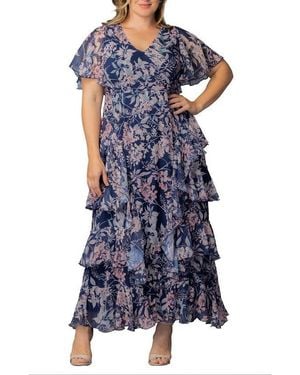Kiyonna Plus Size Tour De Flounce Evening Gown - Black