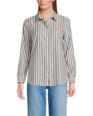 Lands' End Petite No Iron Button Front Shirt - White