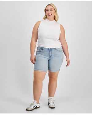 Celebrity Pink Trendy Plus Size Rolled-cuff Denim Shorts - Blue