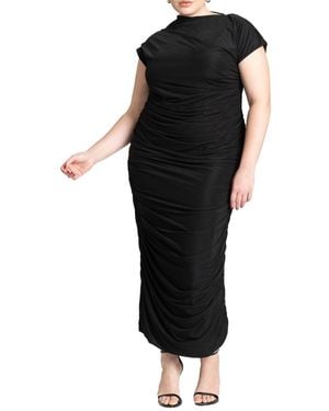 Eloquii Plus Size Draped Asym Dress - Black