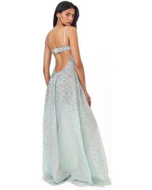 Miss Circle Wallie Backless Sweetheart Rhinestone-embellished Mesh Gown - White