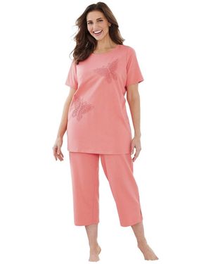 Dreams & Co. 2-piece Applique Capri - Pink