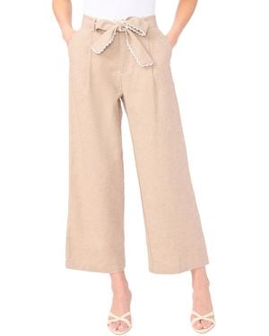Cece Wide-leg Bow Tie Cropped Pants - Natural