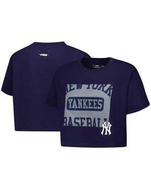 Pro Standard New York Yankees Made To Play Boxy Cropped T-shirt - Blue