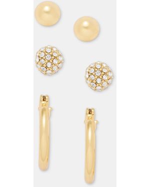 DKNY Gold-tone Stud And Hoop Earrings - White