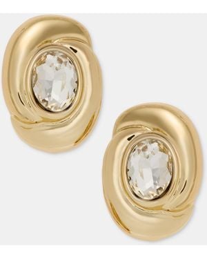 Anne Klein Twisted Oval Clip-on Button Earrings - Metallic