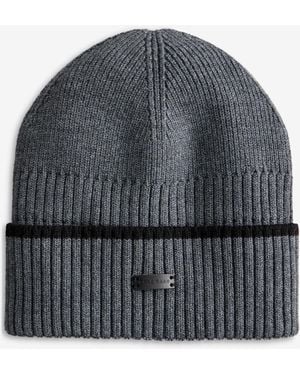 Cole Haan Heritage Ribbed-knit Tipped Cuffed Beanie - Gray