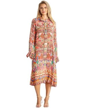 La Moda Clothing Maxi Buttoned Overshirt - Pink