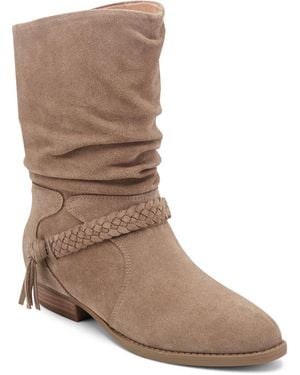 Earth Printy Suede Ruched Pull-on Boots - Brown