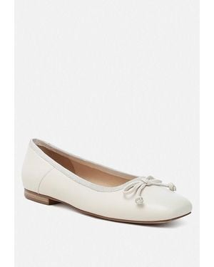 Rag & Co Lutten Square-toe Bow Ballerinas - Natural