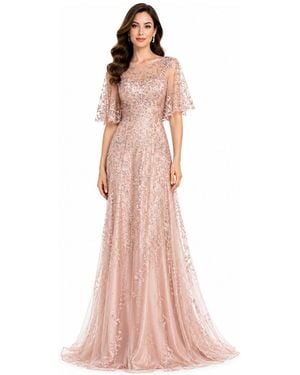 Lara Cape Sleeve Mother's Gown - Pink