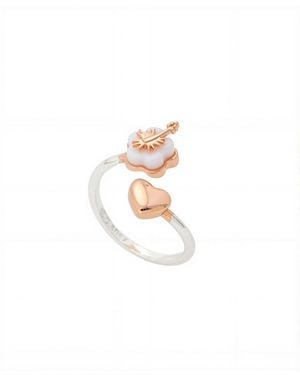 Disney Lilo Stitch Rose Gold Heart Bypass Ring - White