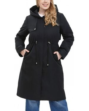 BGSD Plus Size Water-resistant Hooded Parka Coat - Black
