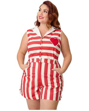 Unique Vintage Plus Size Collared Sleeveless Shelby Romper