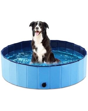 Aronkl Foldable Dog Pet Bath Pool Collapsible Bathing Tub Slip Resistant Durable Portable No Inflation - Blue