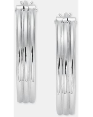 Ralph Lauren Small Ribbed Hoop Earrings - White