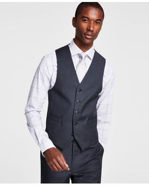 Michael Kors Classic-fit Wool Stretch Solid Suit Vest - Blue