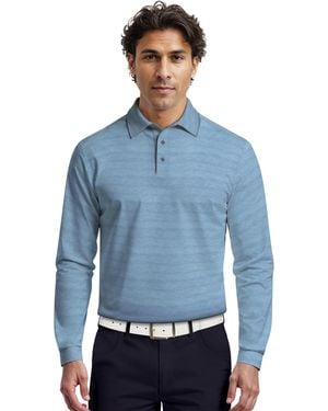 PGA TOUR Jaspe Print Long-sleeve Golf Polo Shirt - Blue