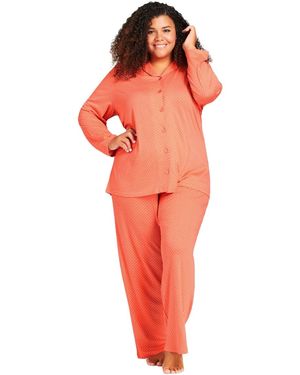 Avenue Plus Size Button Print Sleep Top - Red