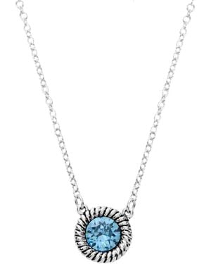 Macy's Sterling Silver 18" Crystal Rope Edge Necklace - Blue