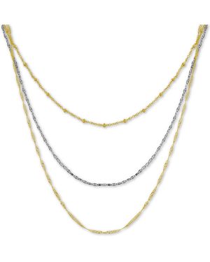 And Now This Silver Plated Multi-chain 18" Layered Statement Necklace - White