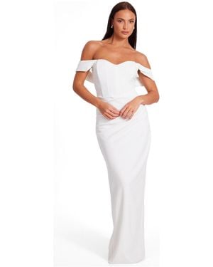 Quiz Corset Detail Scuba Crepe Maxi - White