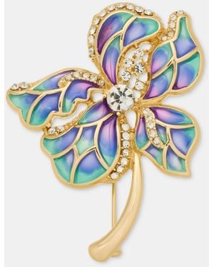 Anne Klein Crystal Flower Pin - Blue