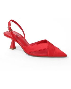 BERNESS Hailee Mesh And Satin Special Occasion Slingback Pumps - Red