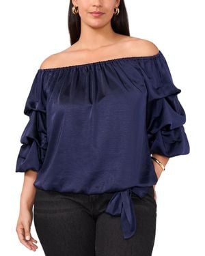 Vince Camuto Plus Size Off-the-shoulder Bubble-sleeve Top - Blue