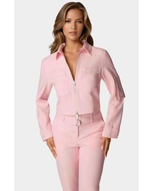 Bebe Embellished Bomber Jacket - Pink