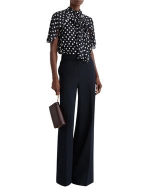 Reiss Aliana Polka-dot Tie-neck Blouse - Black