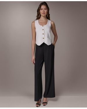Donna Karan Petite Scoop Neck Sweater Vest - Gray