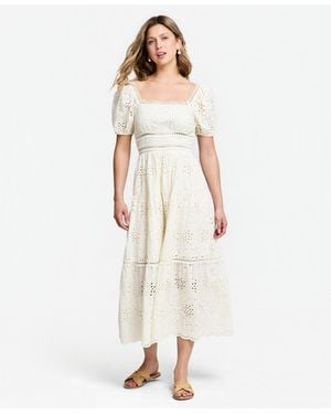 And Now This Petite Puff-sleeve Embroidered Dress - Natural